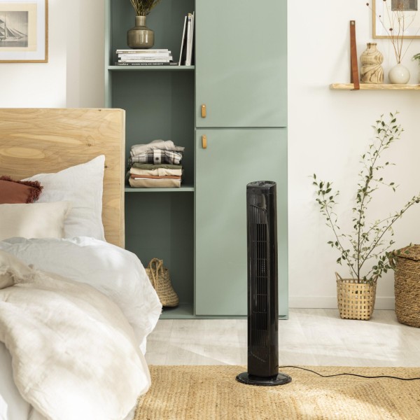 Ventilator Turn Fara Elice 42W, 3 Viteze, Oscilație 70°, Timer 2 Ore, Debit 1489 m³/h, 81 cm, Negru