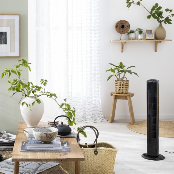 Ventilator Turn Fara Elice 42W, 3 Viteze, Oscilație 70°, Timer 2 Ore, Debit 1489 m³/h, 81 cm, Negru