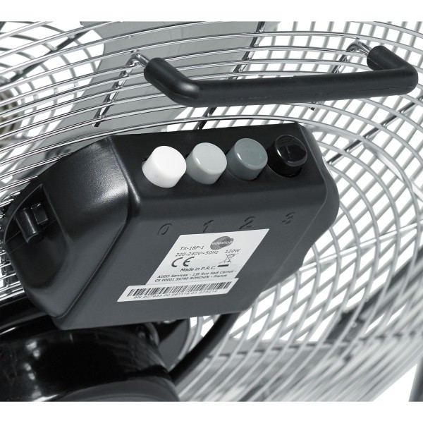 Ventilator de Podea 120W, Ø45 cm, 3 Viteze, Timer, Argintiu