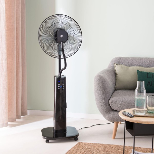 Ventilator cu Pulverizator Apă 70W, Ø40cm, H130cm, Interior, Oscilație 80°, Rezervor 2L, Telecomandă, 3 Viteze