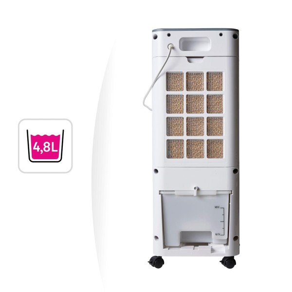 Răcitor de Aer 50W, Rezervor 4.8L, 3 Viteze, 2 Acumulatoare de Gheață, Filtru Lavabil, 70 cm, Alb/Gri