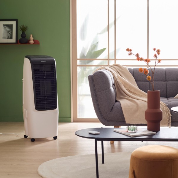 Răcitor de Aer 110W, Rezervor 20L, 4 Viteze, Telecomandă, Timer 8 Ore, Filtru Lavabil, Alb/Negru