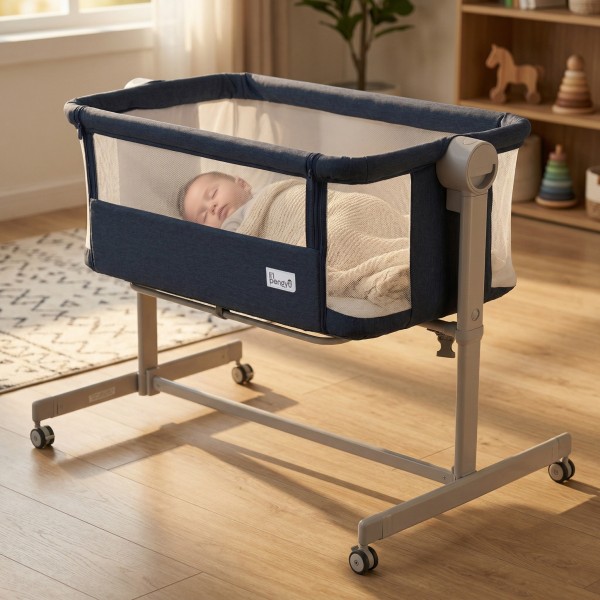Patut Bebelusi Moni Pengy Blue, Functie co sleeping si Antireflux, Saltea inclusa