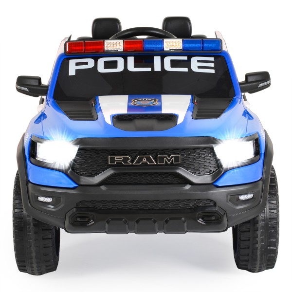 Mașină Electrică Poliție RAM Mammoth 1000 Blue, 2 Motoare 35W, Telecomandă 2,4 GHz, 3-8 Ani