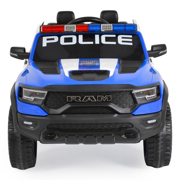 Mașină Electrică Poliție RAM Mammoth 1000 Blue, 2 Motoare 35W, Telecomandă 2,4 GHz, 3-8 Ani