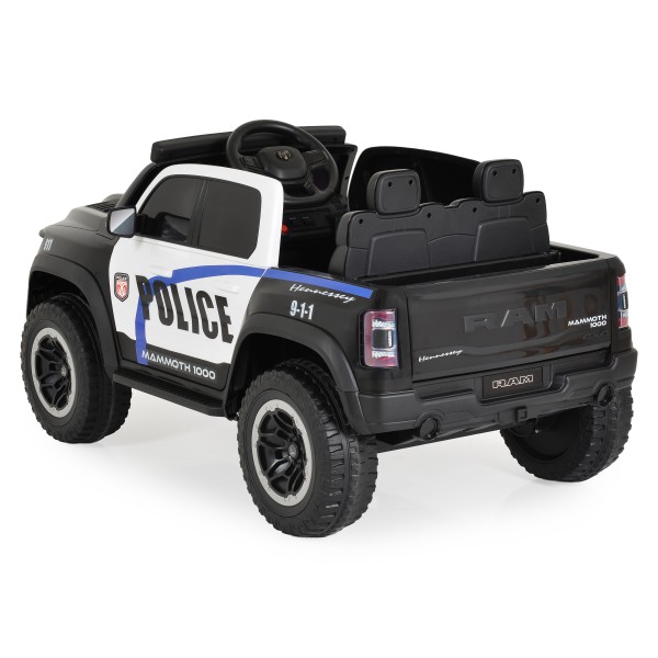 Mașină Electrică Poliție RAM Mammoth 1000 Black, 2 Motoare 35W, Telecomandă 2,4 GHz, 3-8 Ani