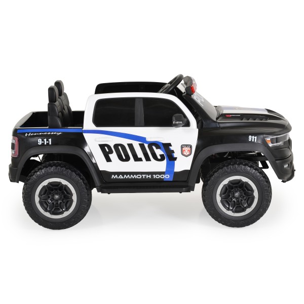 Mașină Electrică Poliție RAM Mammoth 1000 Black, 2 Motoare 35W, Telecomandă 2,4 GHz, 3-8 Ani