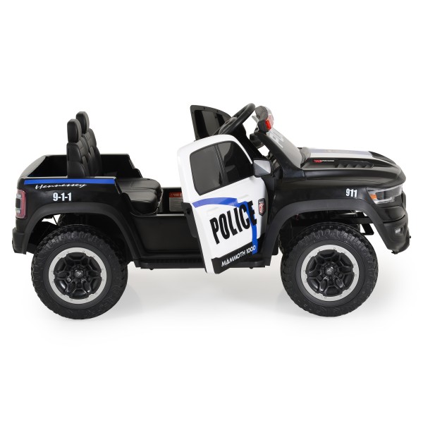 Mașină Electrică Poliție RAM Mammoth 1000 Black, 2 Motoare 35W, Telecomandă 2,4 GHz, 3-8 Ani