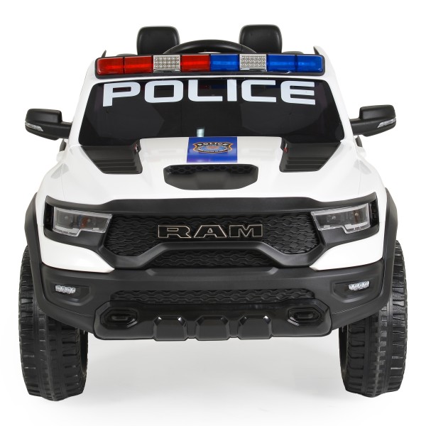 Mașină Electrică Poliție RAM Mammoth 1000 White, 2 Motoare 35W, Telecomandă 2,4 GHz, 3-8 Ani