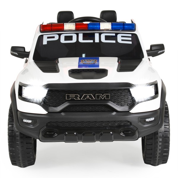 Mașină Electrică Poliție RAM Mammoth 1000 White, 2 Motoare 35W, Telecomandă 2,4 GHz, 3-8 Ani