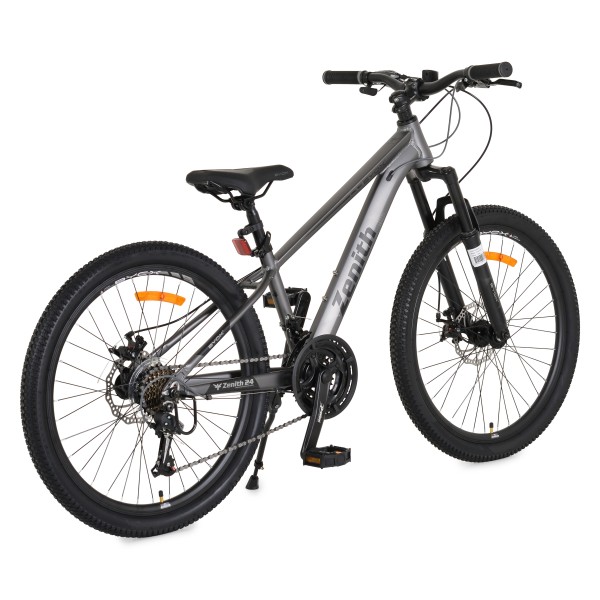 Bicicletă Copii Byox Zenith Grey 24", Cadru Aluminiu, 21 Viteze Shimano, Frâne Disc, 10 Ani+