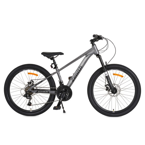 Bicicletă Copii Byox Zenith Grey 24", Cadru Aluminiu, 21 Viteze Shimano, Frâne Disc, 10 Ani+