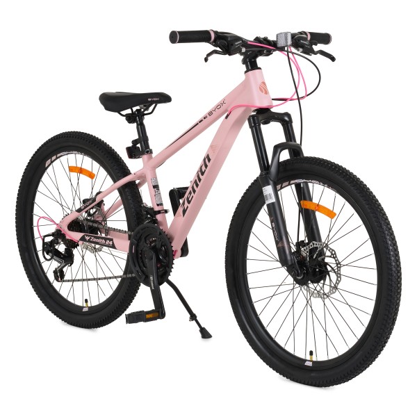 Bicicletă Copii Byox Zenith Pink 24", Cadru Aluminiu, 21 Viteze Shimano, Frâne Disc, 10 Ani+
