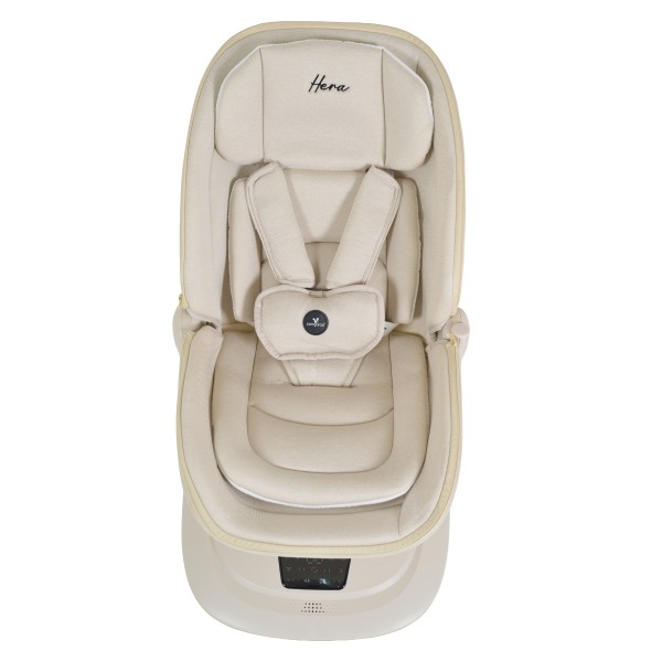 Leagăn Electric Bebelusi Cangaroo Hera Beige cu Aplicație Mobilă, 7 Moduri Balans, 360°, Muzică și Plasă de Insecte