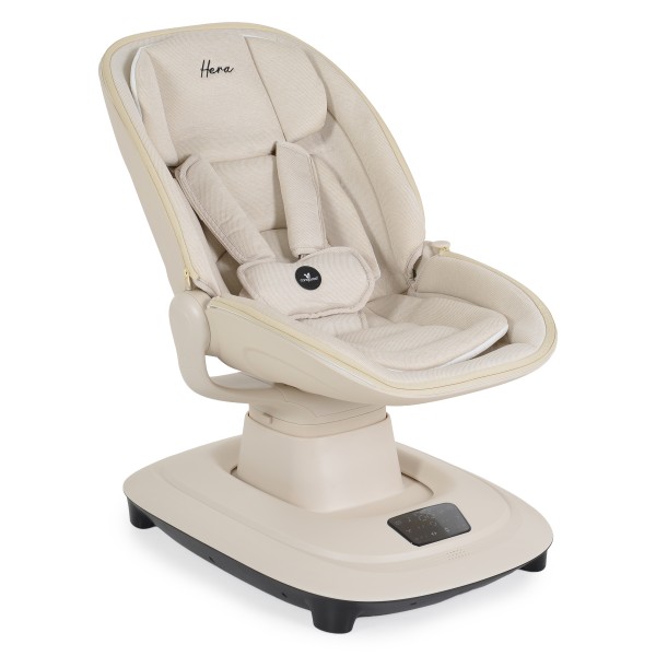 Leagăn Electric Bebelusi Cangaroo Hera Beige cu Aplicație Mobilă, 7 Moduri Balans, 360°, Muzică și Plasă de Insecte