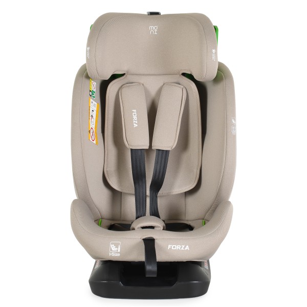 Scaun Auto Moni Forza Beige, ECE R129/04, Poziție de Somn Reglabilă, Ham 5 Puncte, HPS, 0-12 Ani