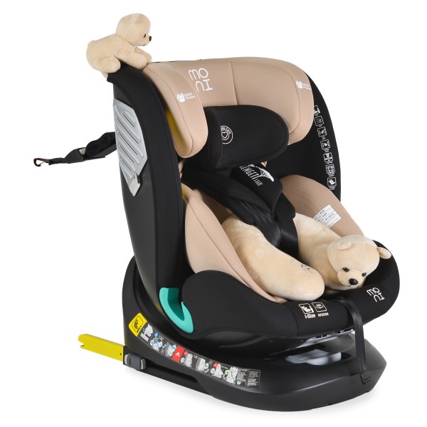 Scaun Auto Moni Serengeti Beige, i-Size R129, ISOFIX, Rotație 360°, SPS, 40-150 cm, 0-12 Ani