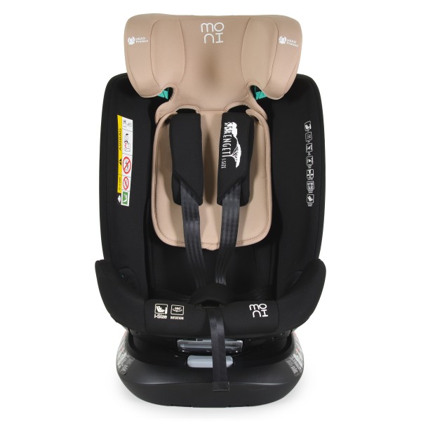 Scaun Auto Moni Serengeti Beige, i-Size R129, ISOFIX, Rotație 360°, SPS, 40-150 cm, 0-12 Ani