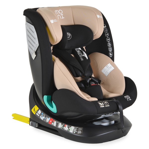 Scaun Auto Moni Serengeti Beige, i-Size R129, ISOFIX, Rotație 360°, SPS, 40-150 cm, 0-12 Ani