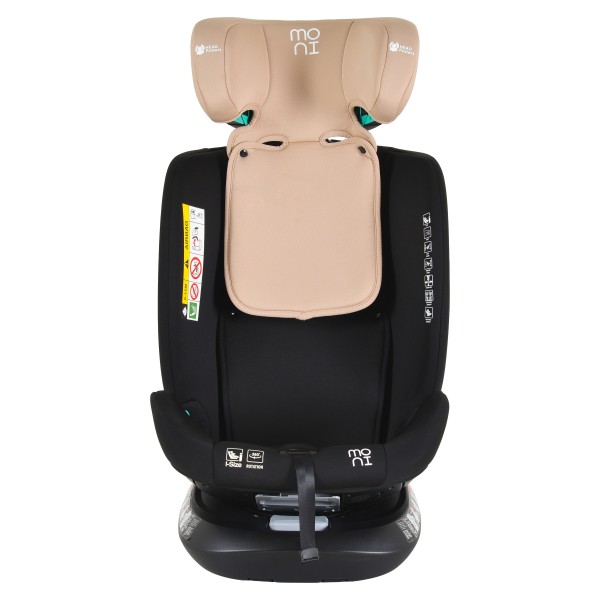 Scaun Auto Moni Serengeti Beige, i-Size R129, ISOFIX, Rotație 360°, SPS, 40-150 cm, 0-12 Ani
