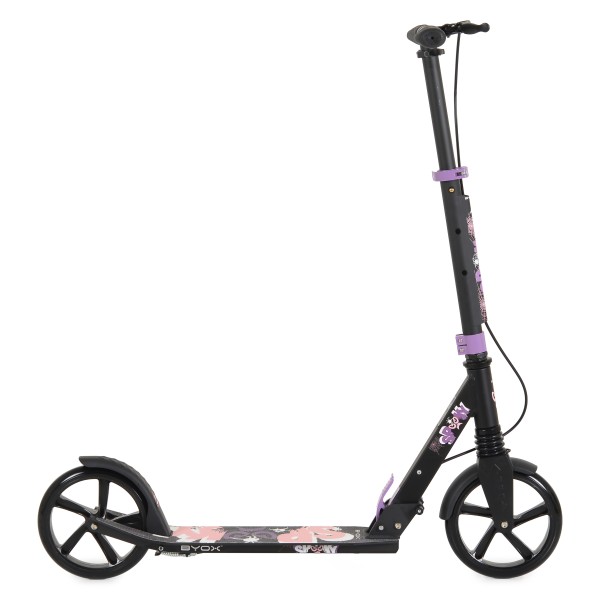 Trotineta Copii 8 Ani+ Byox Spooky Purple, Aluminiu, Roți PU 200 mm, Amortizor Față, Frână Mână