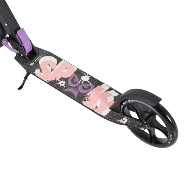 Trotineta Copii 8 Ani+ Byox Spooky Purple, Aluminiu, Roți PU 200 mm, Amortizor Față, Frână Mână