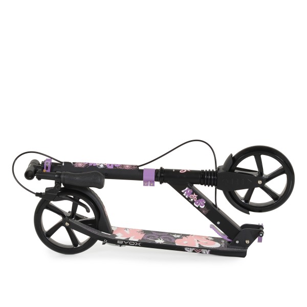Trotineta Copii 8 Ani+ Byox Spooky Purple, Aluminiu, Roți PU 200 mm, Amortizor Față, Frână Mână