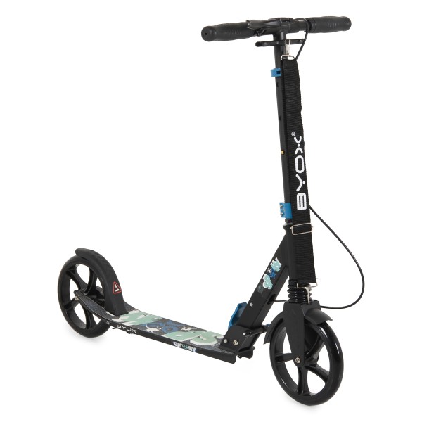 Trotineta Copii 8 Ani+ Byox Spooky Blue, Aluminiu, Roți PU 200 mm, Amortizor Față, Frână Mână