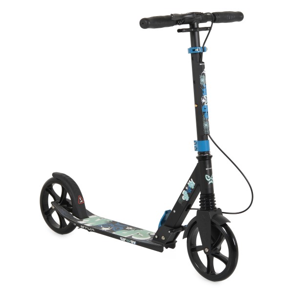 Trotineta Copii 8 Ani+ Byox Spooky Blue, Aluminiu, Roți PU 200 mm, Amortizor Față, Frână Mână