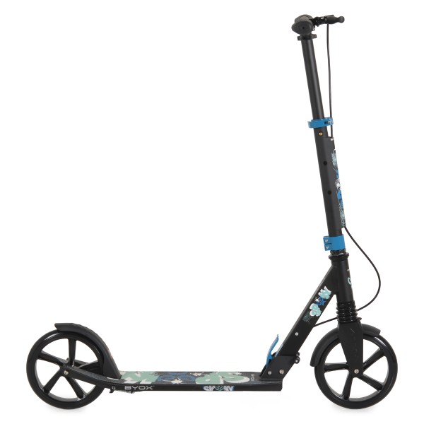 Trotineta Copii 8 Ani+ Byox Spooky Blue, Aluminiu, Roți PU 200 mm, Amortizor Față, Frână Mână