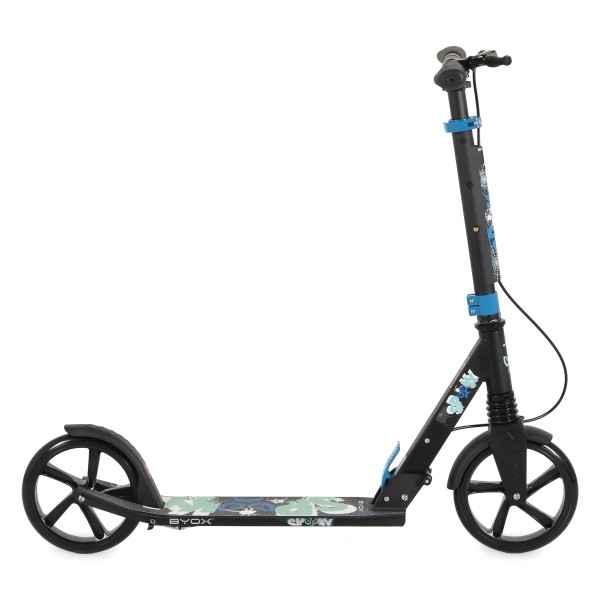 Trotineta Copii 8 Ani+ Byox Spooky Blue, Aluminiu, Roți PU 200 mm, Amortizor Față, Frână Mână