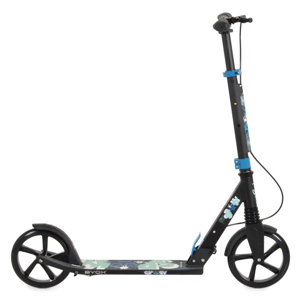 Trotineta Copii 8 Ani+ Byox Spooky Blue, Aluminiu, Roți PU 200 mm, Amortizor Față, Frână Mână