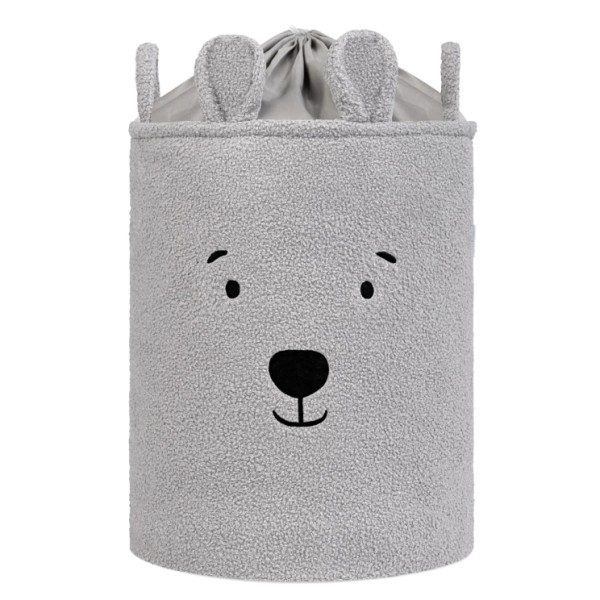 Coș Textil Depozitare Jucării Copii Moni Toys Nori Grey, Închidere Șnur, 35x45 cm, 43 L