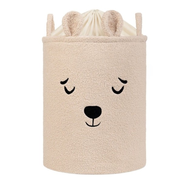 Coș Textil Depozitare Jucării Copii Moni Toys Nori Beige, Închidere Șnur, 35x45 cm, 43 L