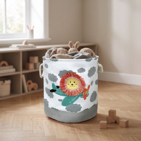 Coș Textil Depozitare Jucării Copii Moni Toys Roro, 2 Mânere, Pliabil, 36x38 cm