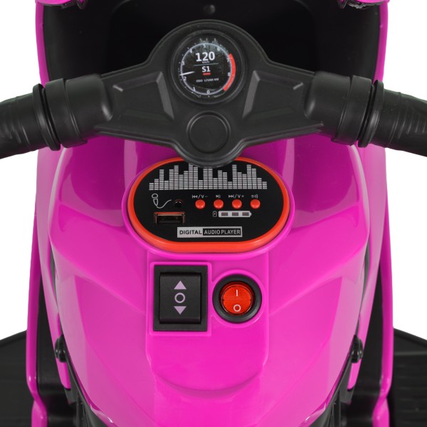 Motocicletă Electrică Moni Nairobi Pink, 2 Motoare 25W, MP3+USB, Lumini, 6V 7Ah, 3-8 Ani
