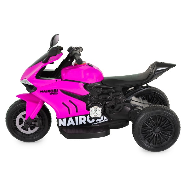 Motocicletă Electrică Moni Nairobi Pink, 2 Motoare 25W, MP3+USB, Lumini, 6V 7Ah, 3-8 Ani