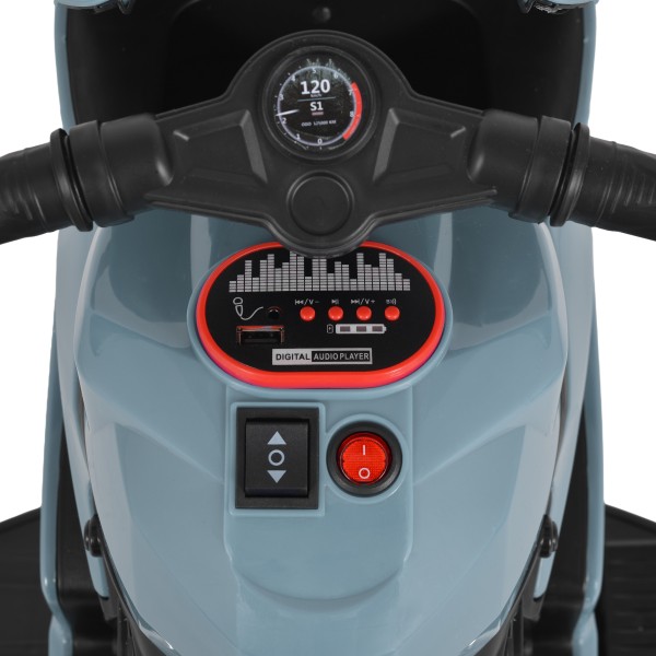 Motocicletă Electrică Moni Nairobi Grey, 2 Motoare 25W, MP3+USB, Lumini, 6V 7Ah, 3-8 Ani