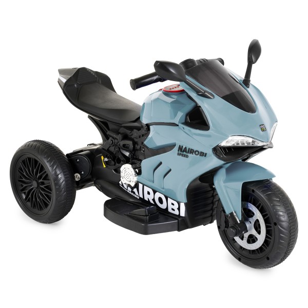 Motocicletă Electrică Moni Nairobi Grey, 2 Motoare 25W, MP3+USB, Lumini, 6V 7Ah, 3-8 Ani