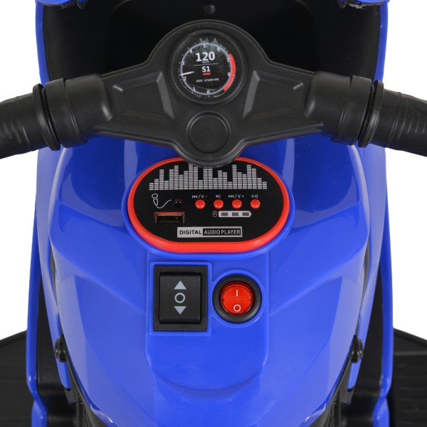 Motocicletă Electrică Moni Nairobi Blue, 2 Motoare 25W, MP3+USB, Lumini, 6V 7Ah, 3-8 Ani