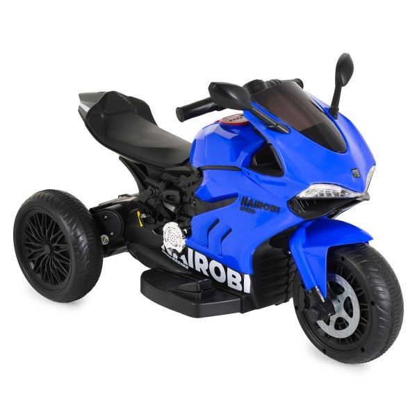 Motocicletă Electrică Moni Nairobi Blue, 2 Motoare 25W, MP3+USB, Lumini, 6V 7Ah, 3-8 Ani