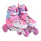 Patine cu Role Reglabile 34-37 Byox Blyss Pink, 2în1 Inline + Tri-Skate, Roată LED, Sclipici