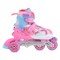 Patine cu Role Reglabile 34-37 Byox Blyss Pink, 2în1 Inline + Tri-Skate, Roată LED, Sclipici