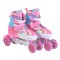 Patine cu Role Reglabile 34-37 Byox Blyss Pink, 2în1 Inline + Tri-Skate, Roată LED, Sclipici