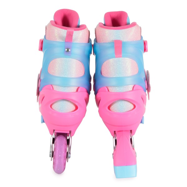 Patine cu Role Reglabile 34-37 Byox Blyss Pink, 2în1 Inline + Tri-Skate, Roată LED, Sclipici