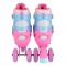 Patine cu Role Reglabile 34-37 Byox Blyss Pink, 2în1 Inline + Tri-Skate, Roată LED, Sclipici