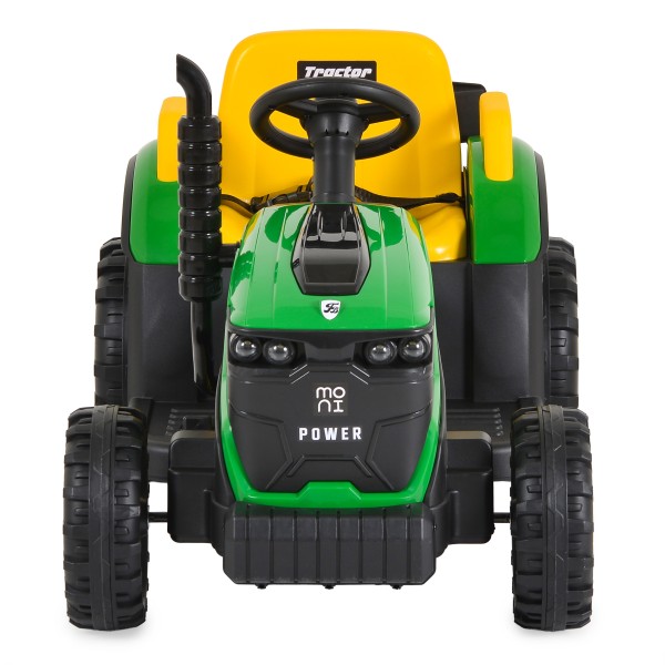 Tractor Electric Moni Terron Green cu Remorcă și Lopată, 12V, 3 Viteze, Telecomandă 2.4 GHz, 3-8 Ani