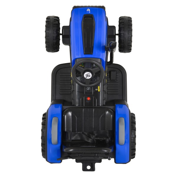 Tractor Electric Moni Terron Blue cu Remorcă și Lopată, 12V, 3 Viteze, Telecomandă 2.4 GHz, 3-8 Ani