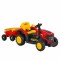 Tractor Electric Moni Terron Red cu Remorcă și Lopată, 12V, 3 Viteze, Telecomandă 2.4 GHz, 3-8 Ani