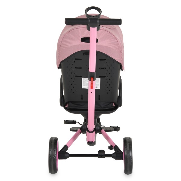 Tricicleta Pliabila Byox FoldiGo Pink, Șezut Rotativ 360°, 2 Moduri, Copertină 3 Secțiuni, 12-60 Luni